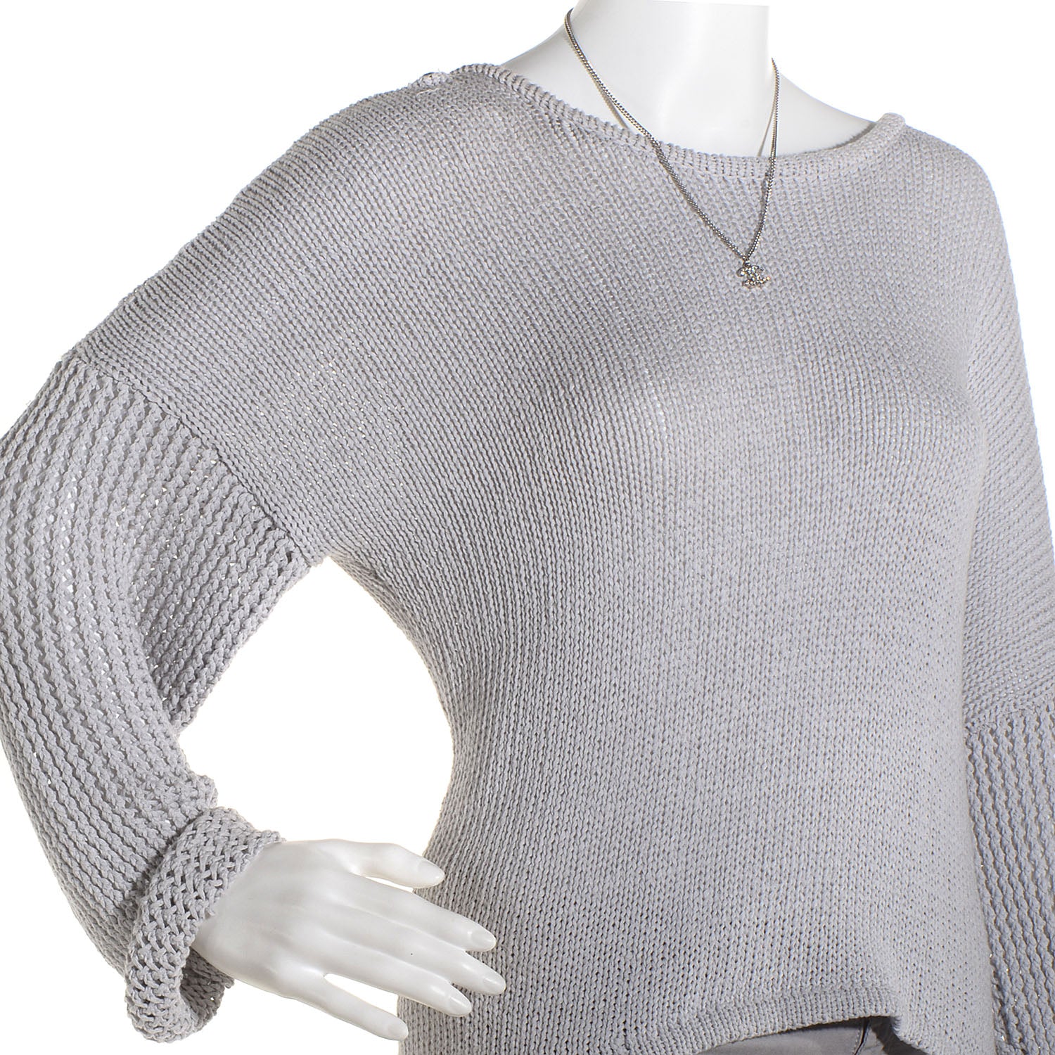 Chanel Crystal CC Timeless Necklace Silver 2 of 5