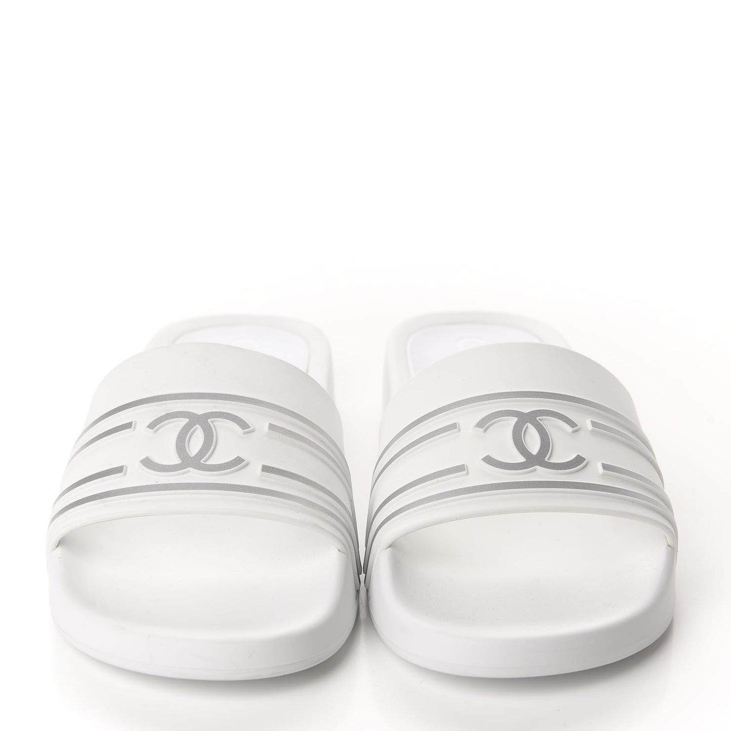 PVC CC Mules Sandals 38 White Grey