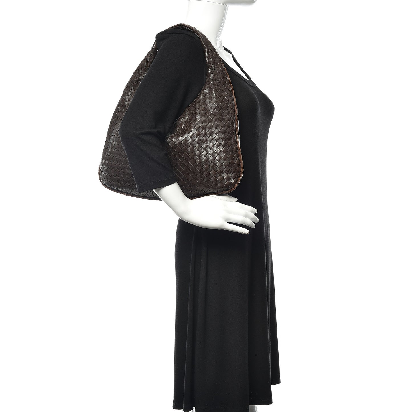 Nappa Intrecciato Medium Veneta Hobo Ebano