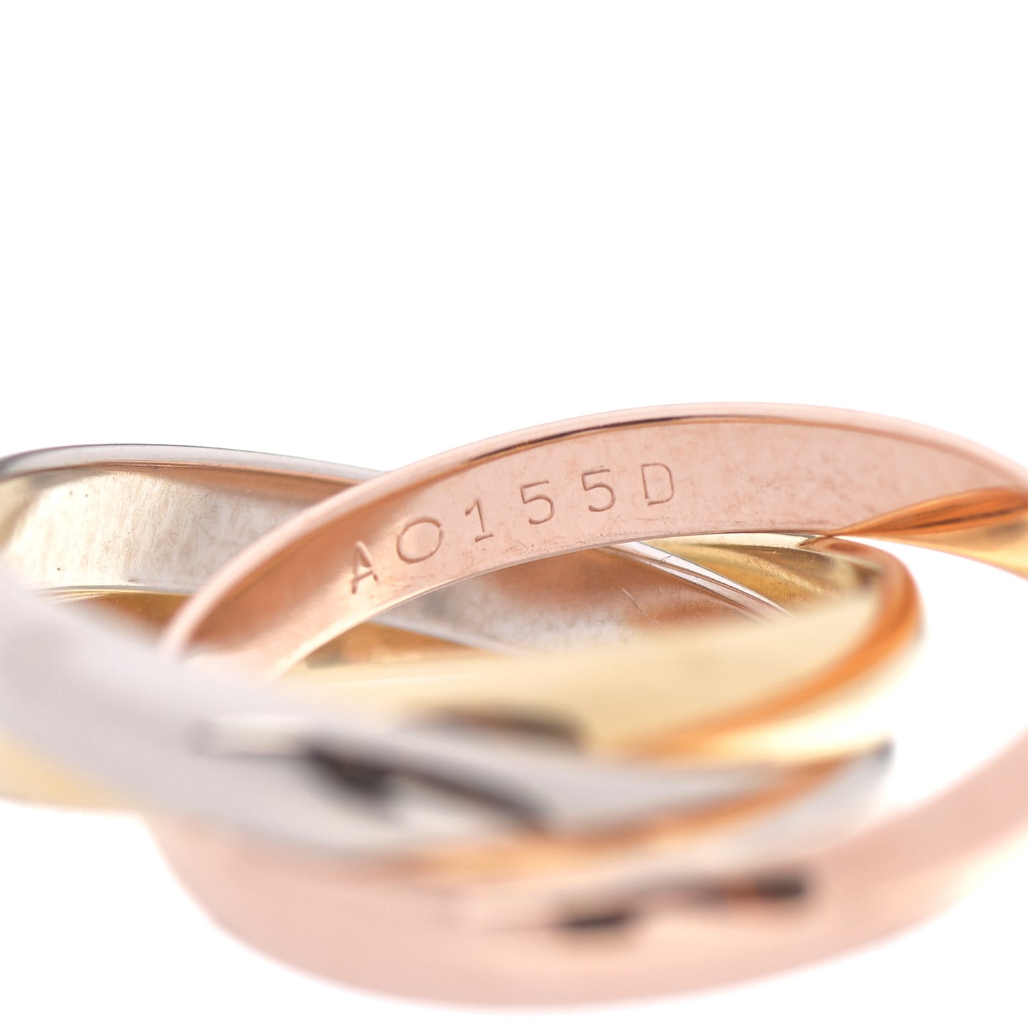 18K Pink Yellow White Gold Classic Les Must De Cartier Trinity Ring 56 7.5