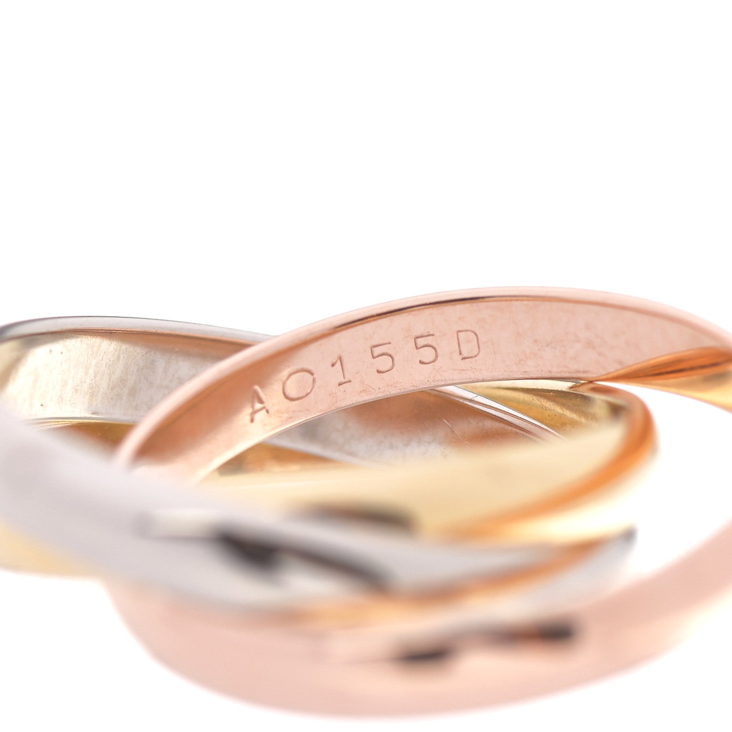 Cartier 18K Pink Yellow White Gold Classic Les Must De Cartier Trinity Ring 56 7.5 4 of 5
