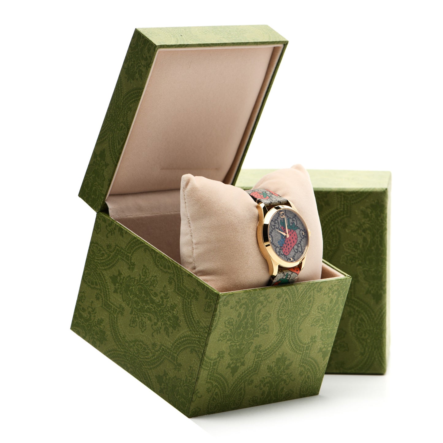 Stainless Steel Canvas 38mm G-Timeless GG Supreme Strawberry Quartz Watch Brown