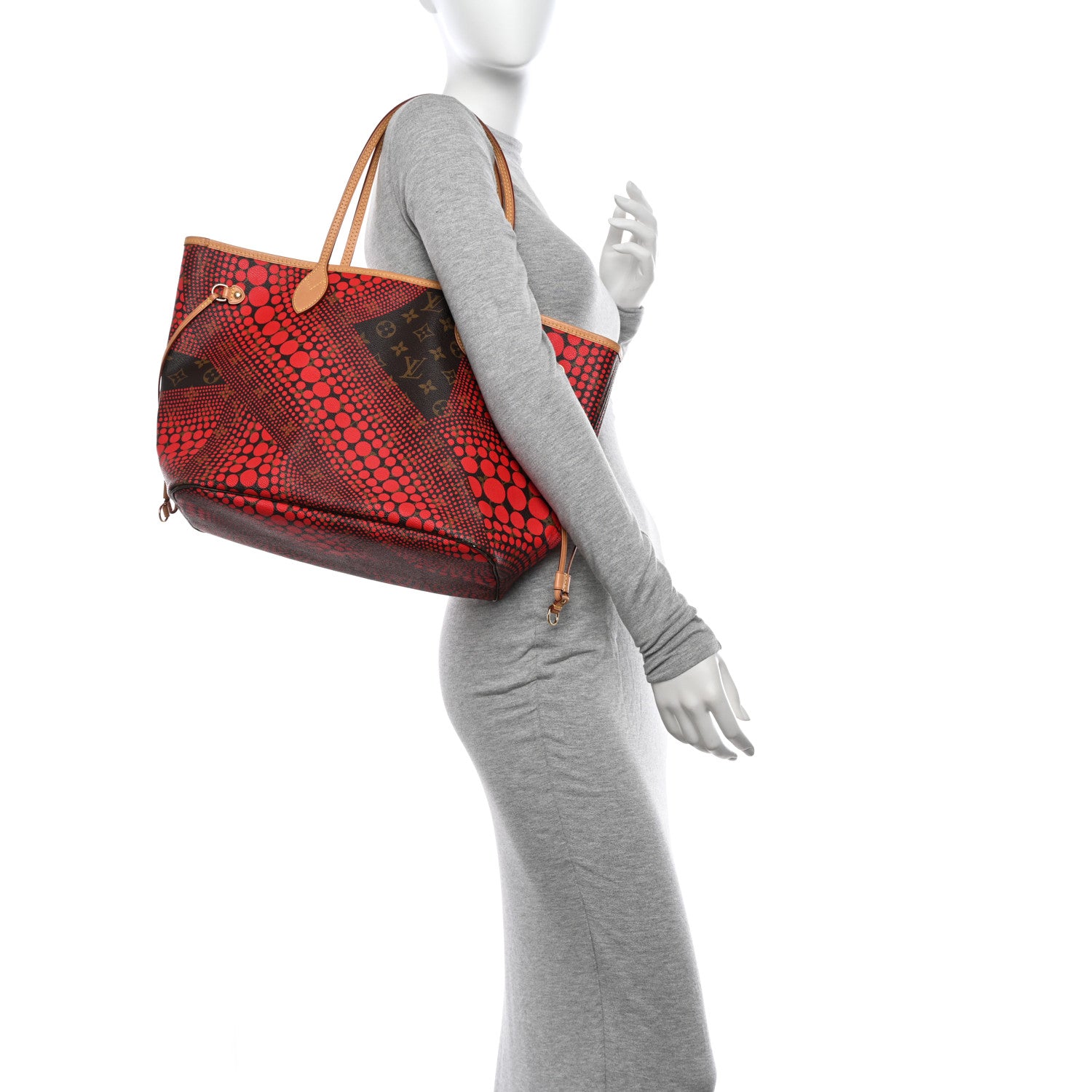 Louis Vuitton Monogram Kusama Waves Neverfull MM Red 2 of 12