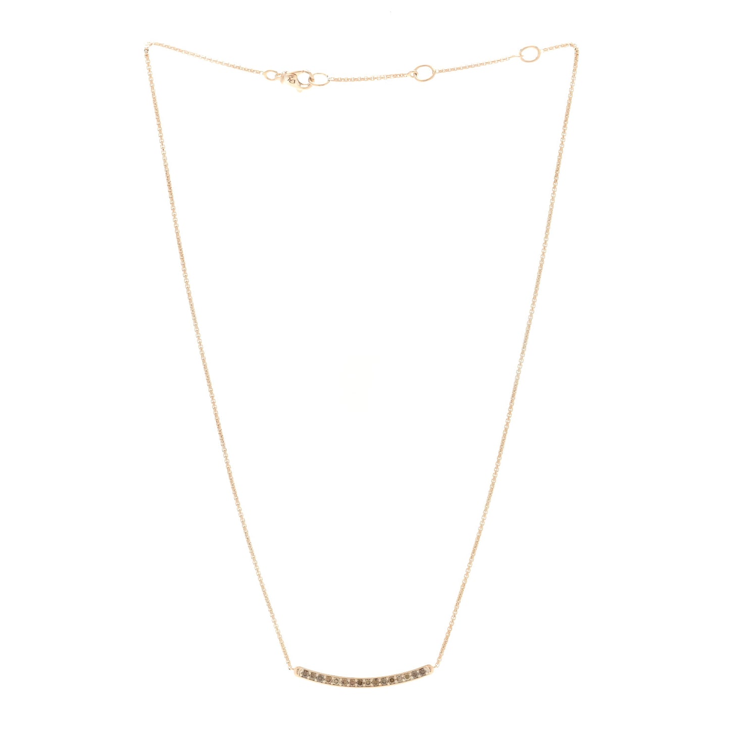 18K Rose Gold Cognac Diamond Petite Pave Bar Necklace
