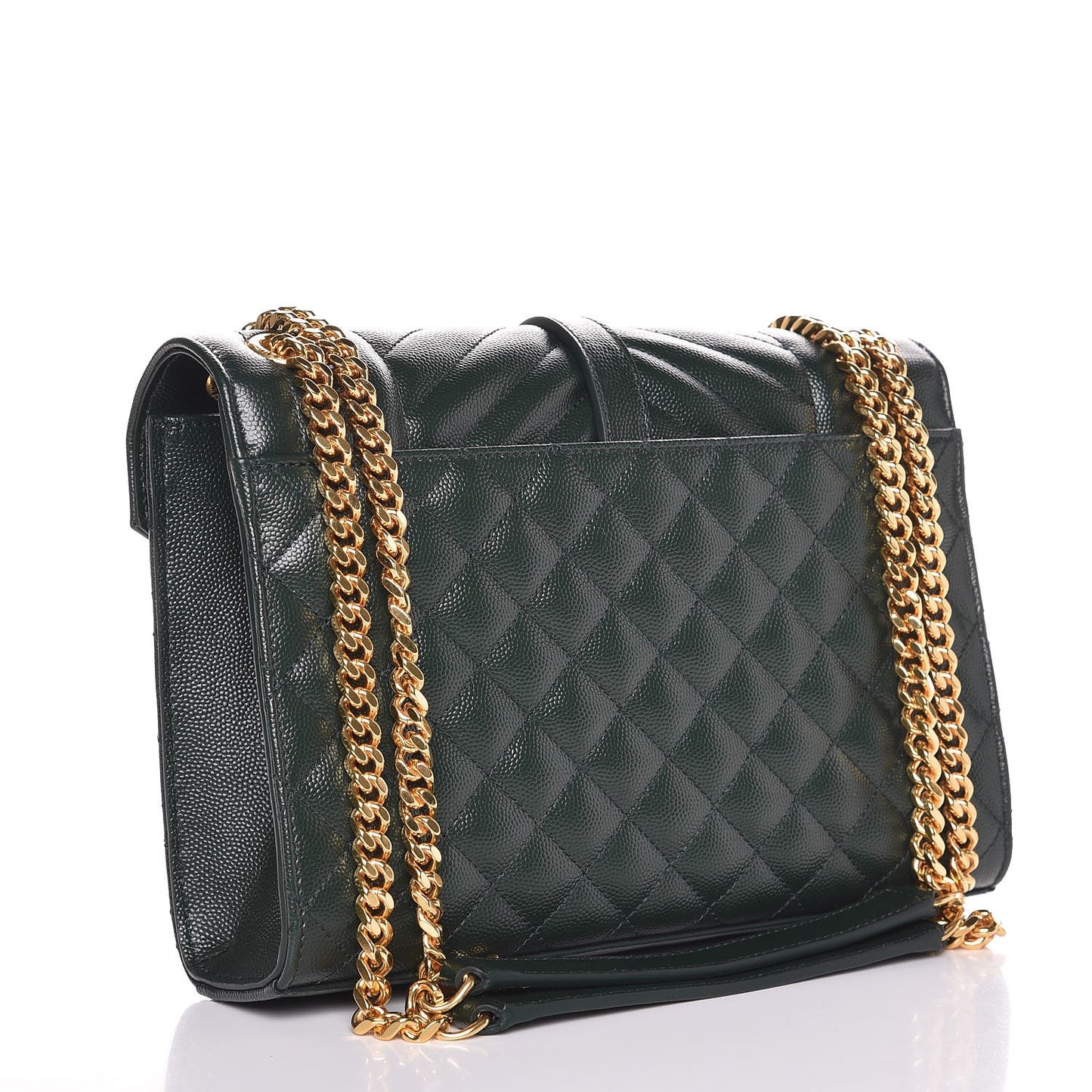 Grain De Poudre Textured Mixed Matelasse Medium Triquilt Monogram Satchel Vert Fonce