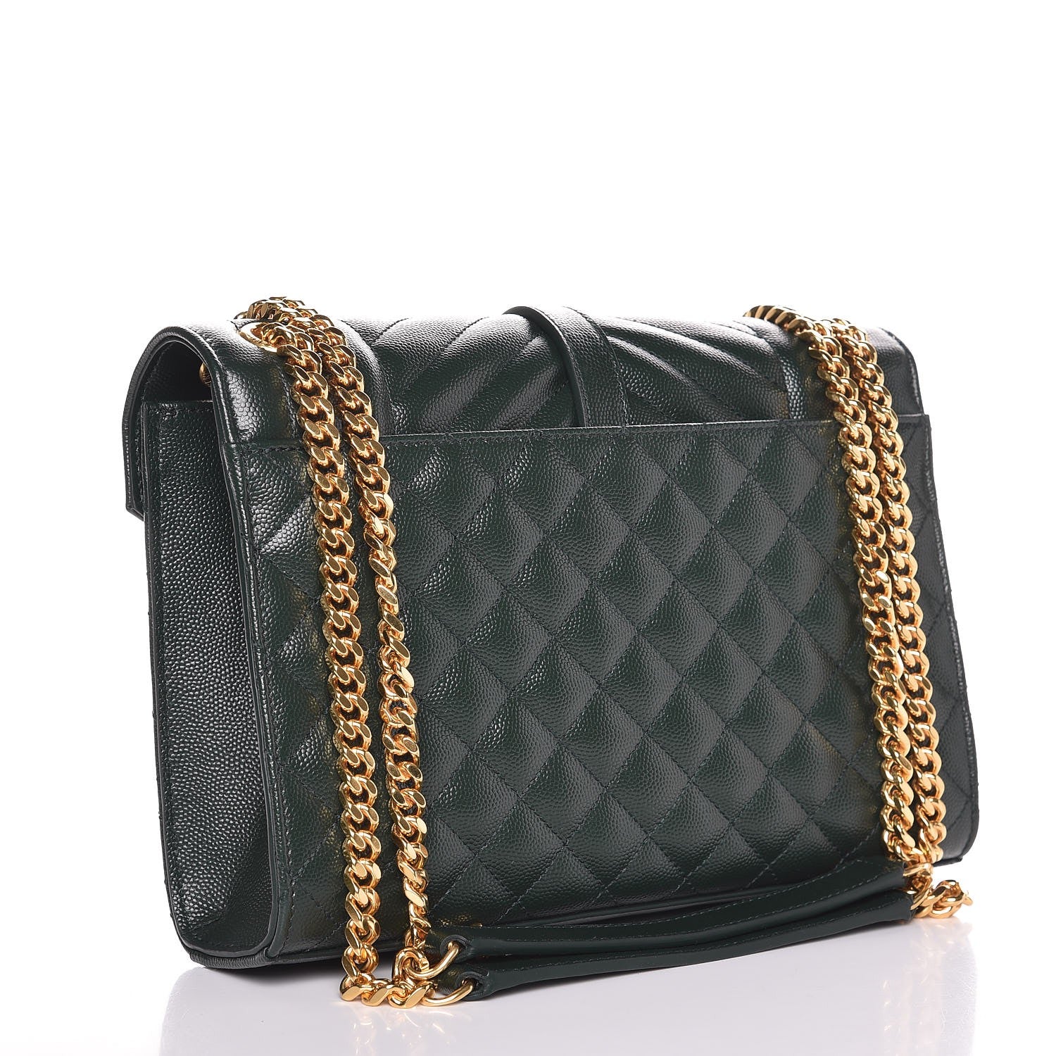 Saint Laurent Grain De Poudre Textured Mixed Matelasse Medium Triquilt Monogram Satchel Vert Fonce 3 of 9