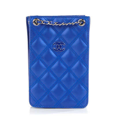 Chanel Calfskin Quilted Crossbody CC Phone Holder Blue 1 of 6