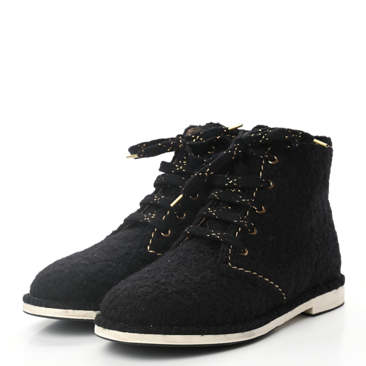 Tweed Womens Lace Up Short Boots 40 Black
