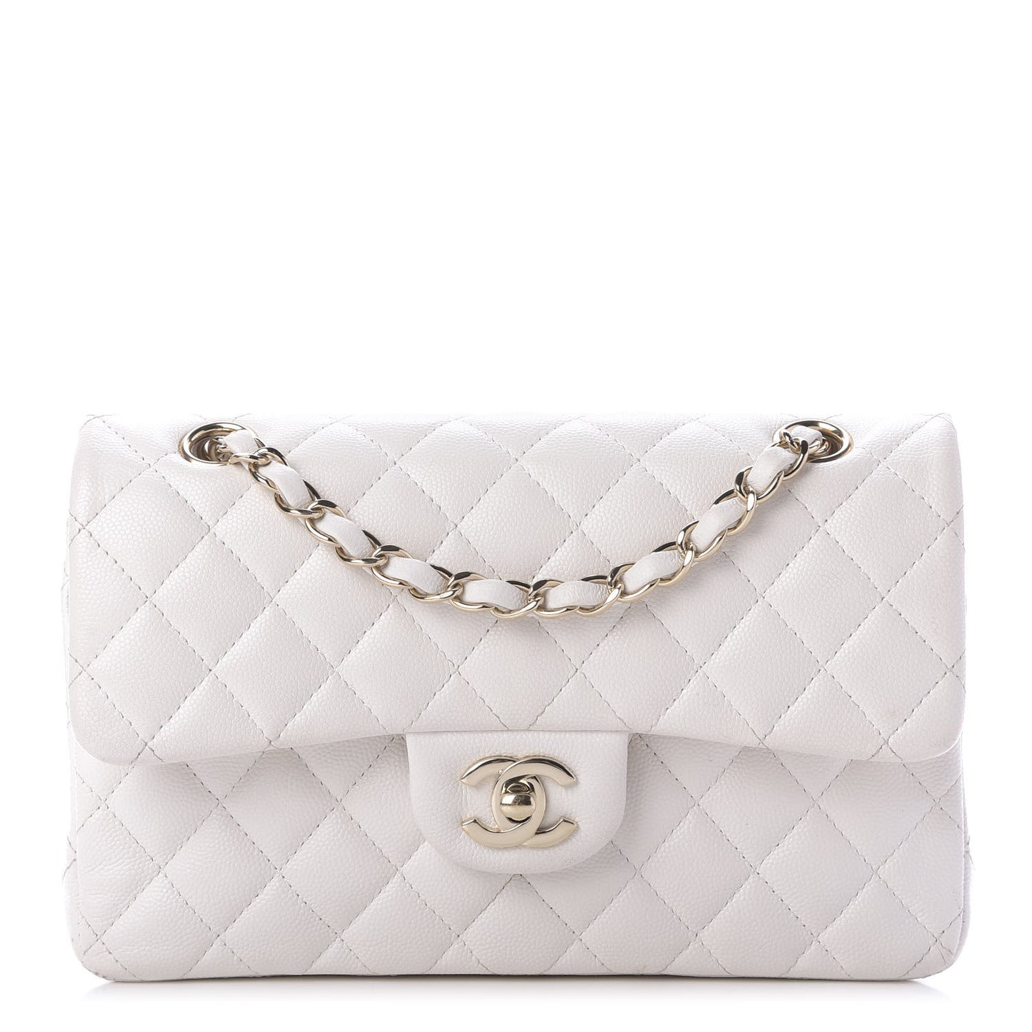 Caviar Quilted Small Double Flap White