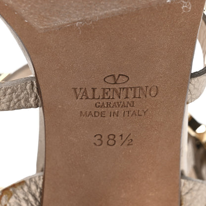 Valentino Garavani Metallic Calfskin Rockstud 90mm City Sandals 38.5 Antique Brass 7 of 9