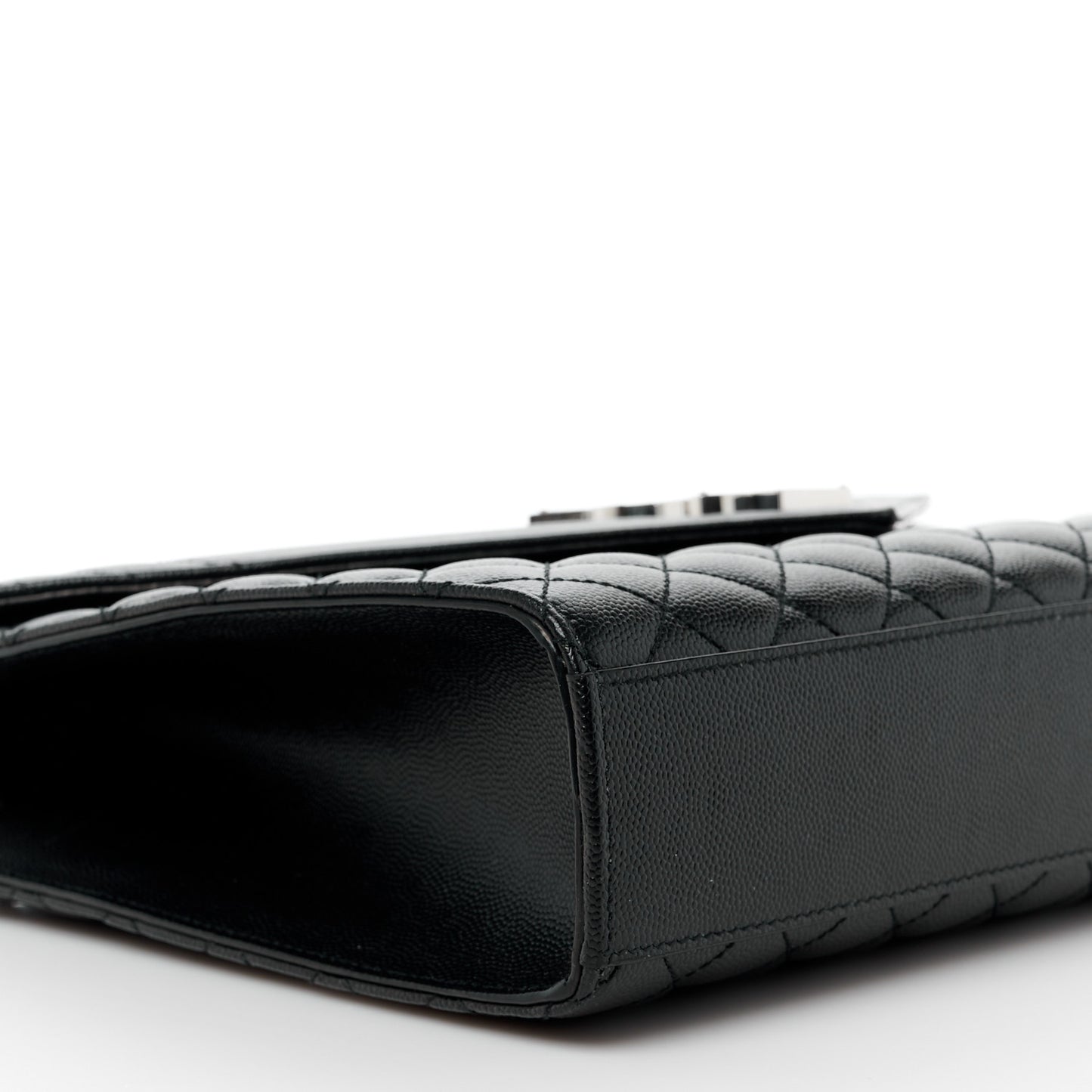 Grain De Poudre Textured Mixed Matelasse Large Triquilt Monogram Satchel Black