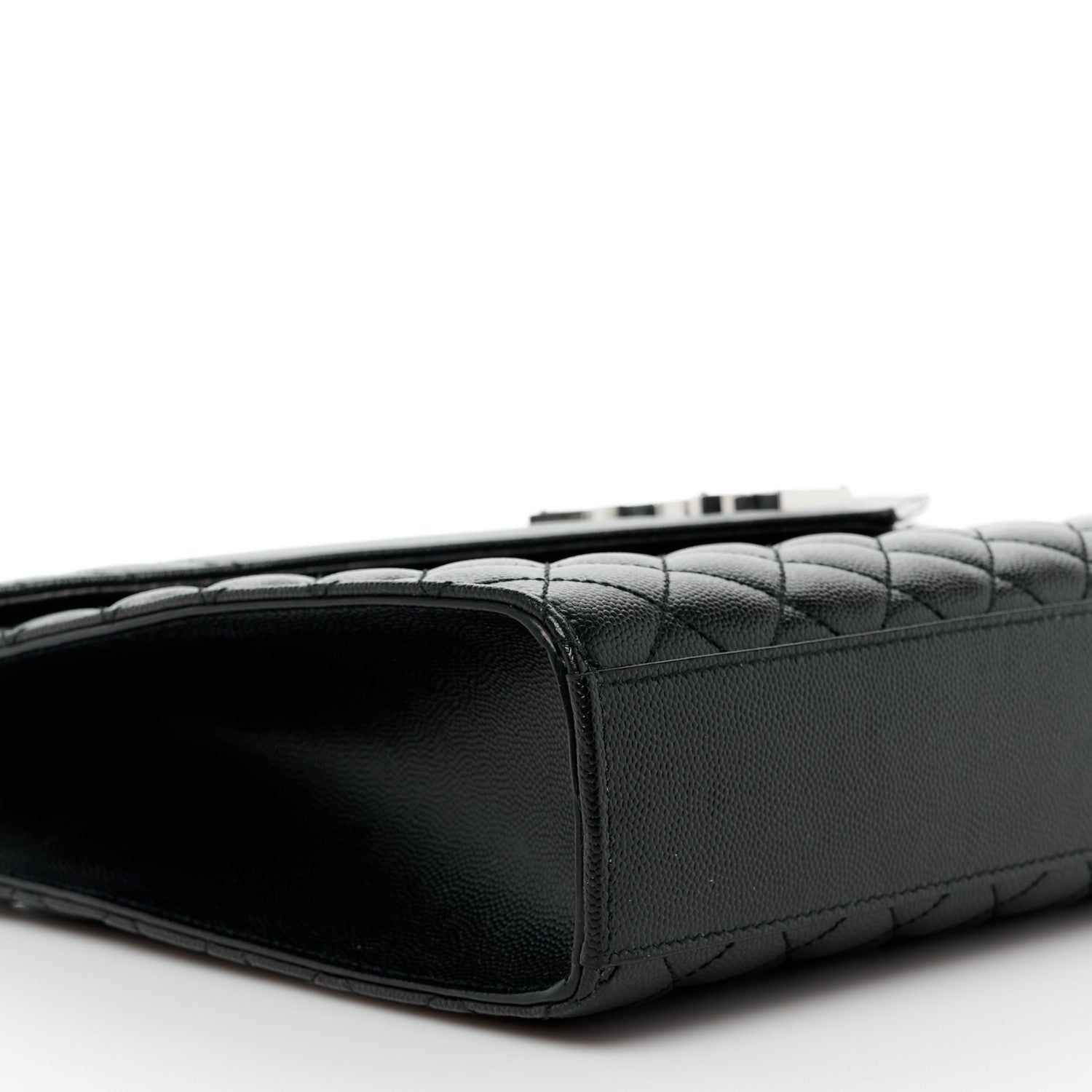 Saint Laurent Grain De Poudre Textured Mixed Matelasse Large Triquilt Monogram Satchel Black 10 of 11