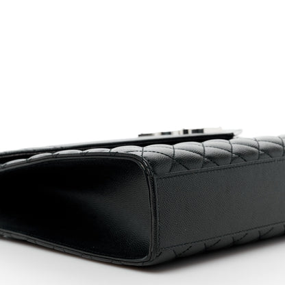 Saint Laurent Grain De Poudre Textured Mixed Matelasse Large Triquilt Monogram Satchel Black 10 of 11