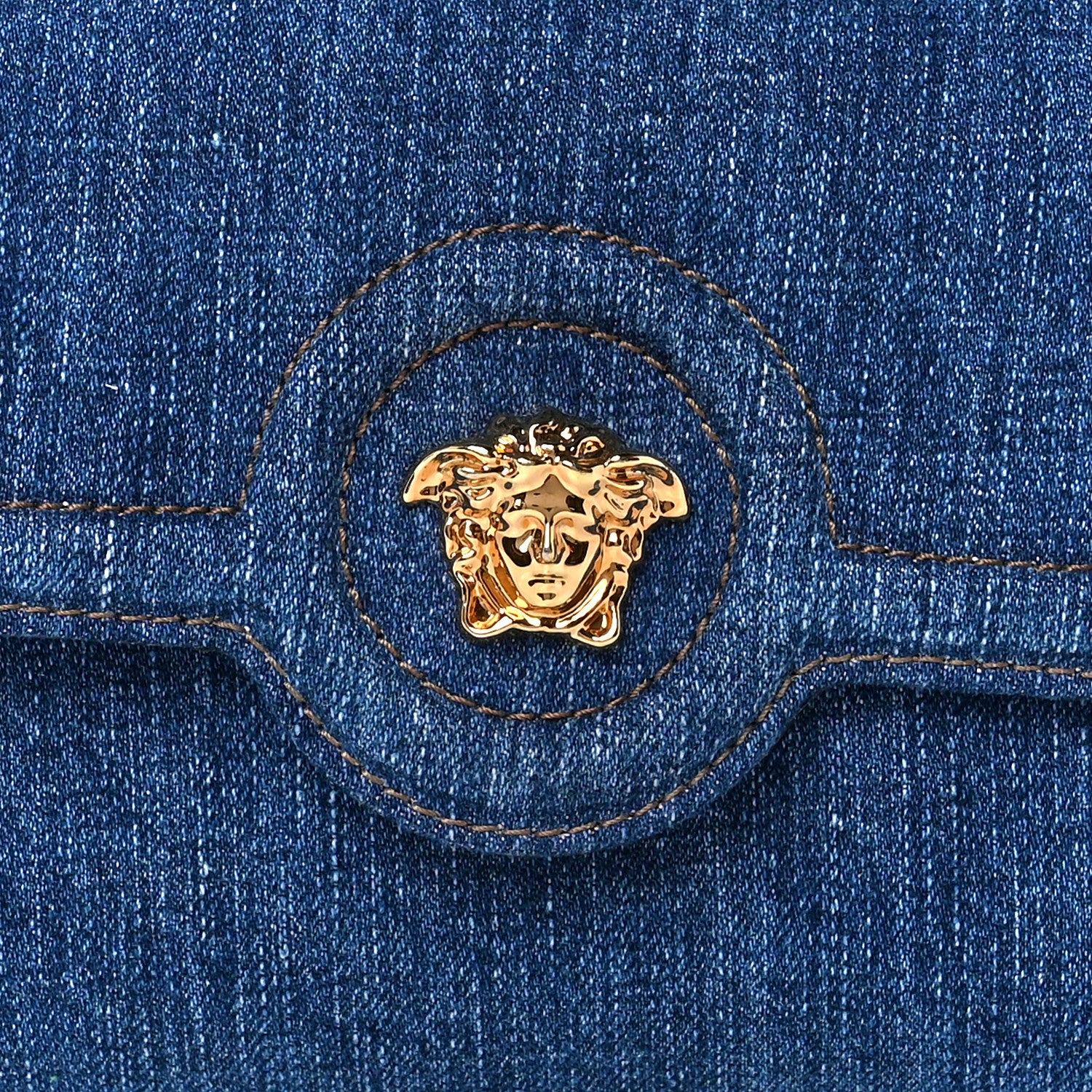 Versace Denim La Medusa Wallet On Strap Navy Blue 7 of 10