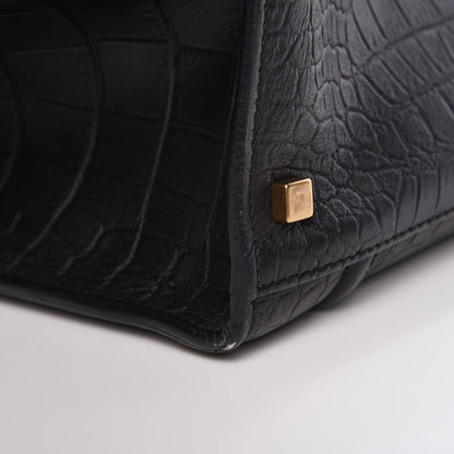 Celine Crocodile Embossed Calfskin Large Phantom Luggage Black 13 of 14