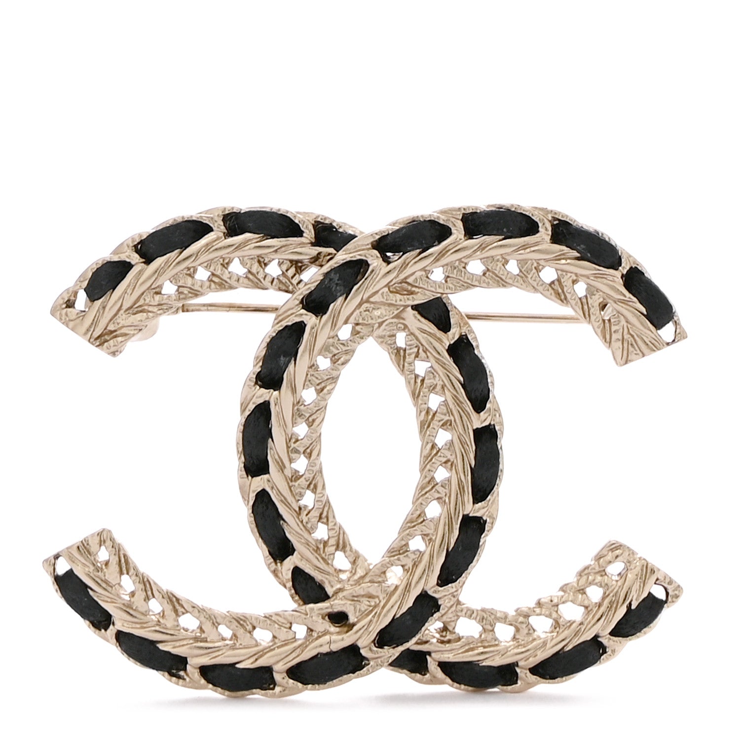 Chanel Lambskin Chain CC Brooch Black Gold 1 of 4
