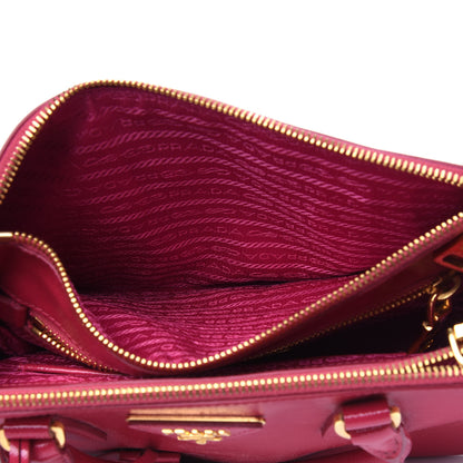 Prada Saffiano Vernice Mini Galleria Double Zip Tote Peonia 6 of 18