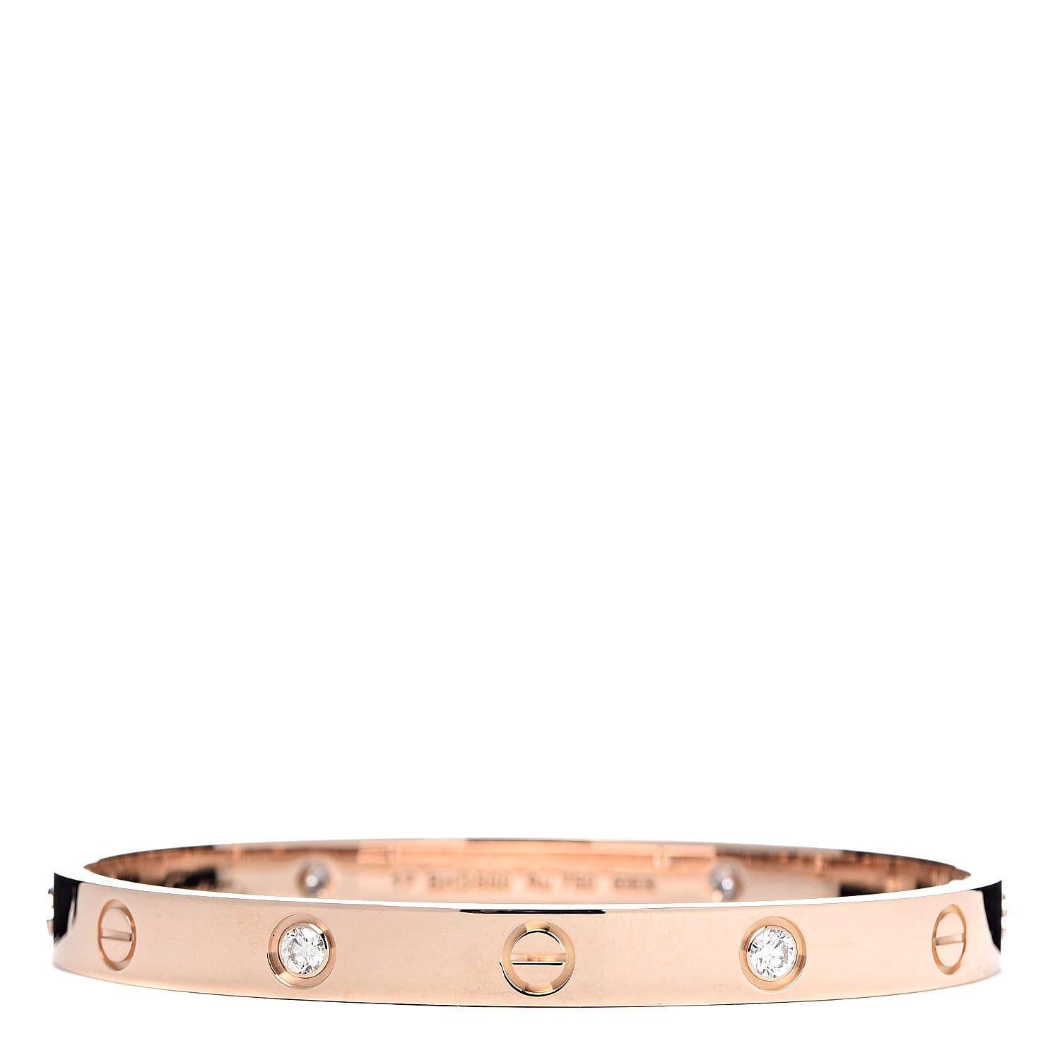 Cartier 18K Pink Gold 4 Diamond LOVE Bracelet 17 1 of 8