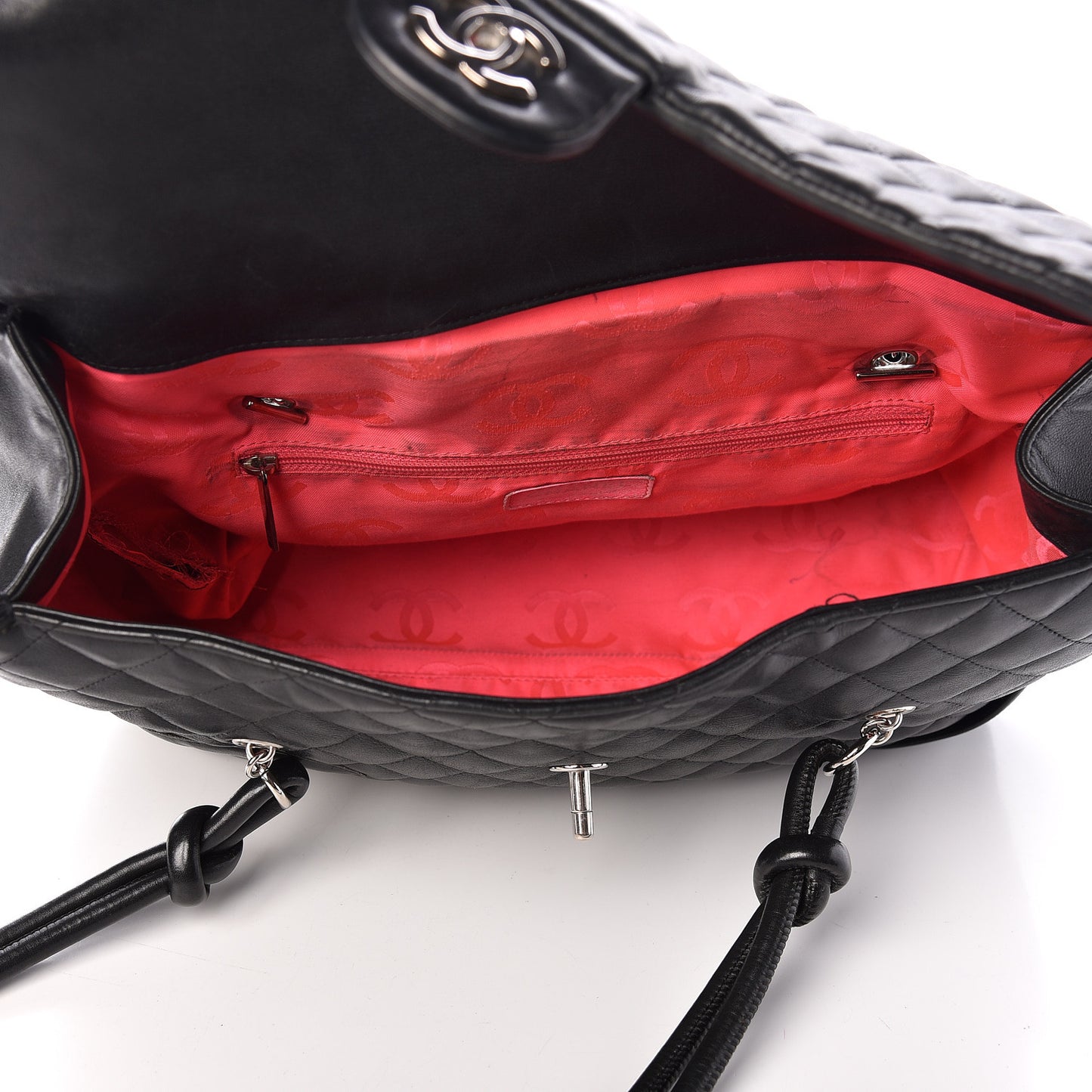 Calfskin Quilted Large Cambon Flap Black