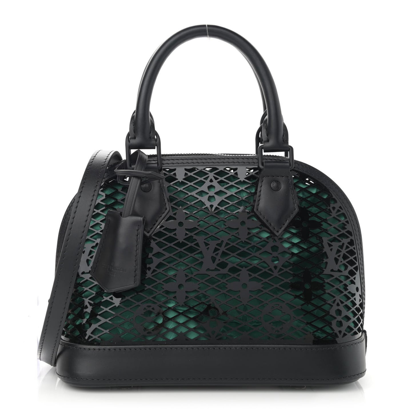 Patent Calfskin Laced Monogram Alma BB Black Green