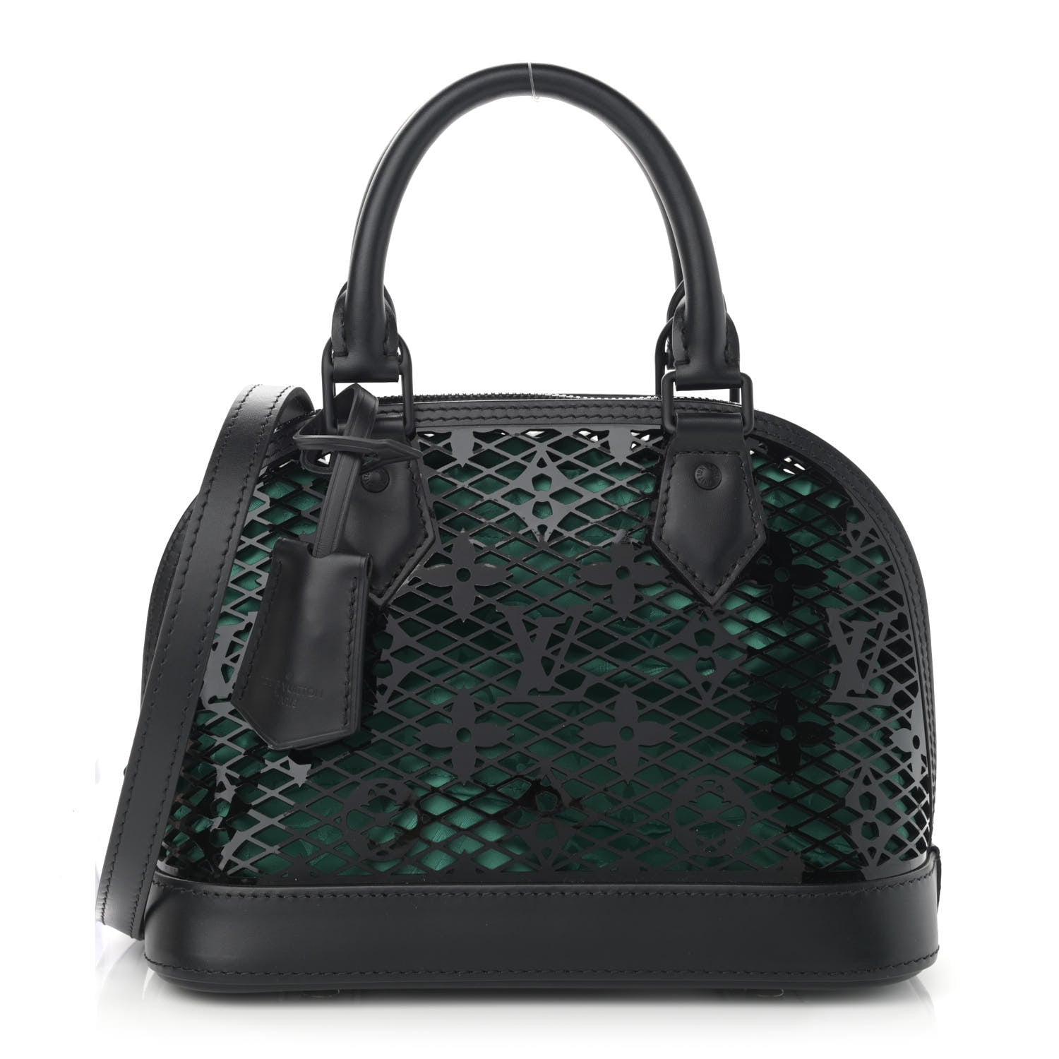 Louis Vuitton Patent Calfskin Laced Monogram Alma BB Black Green 1 of 9