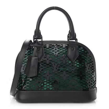 Louis Vuitton Patent Calfskin Laced Monogram Alma BB Black Green 1 of 9