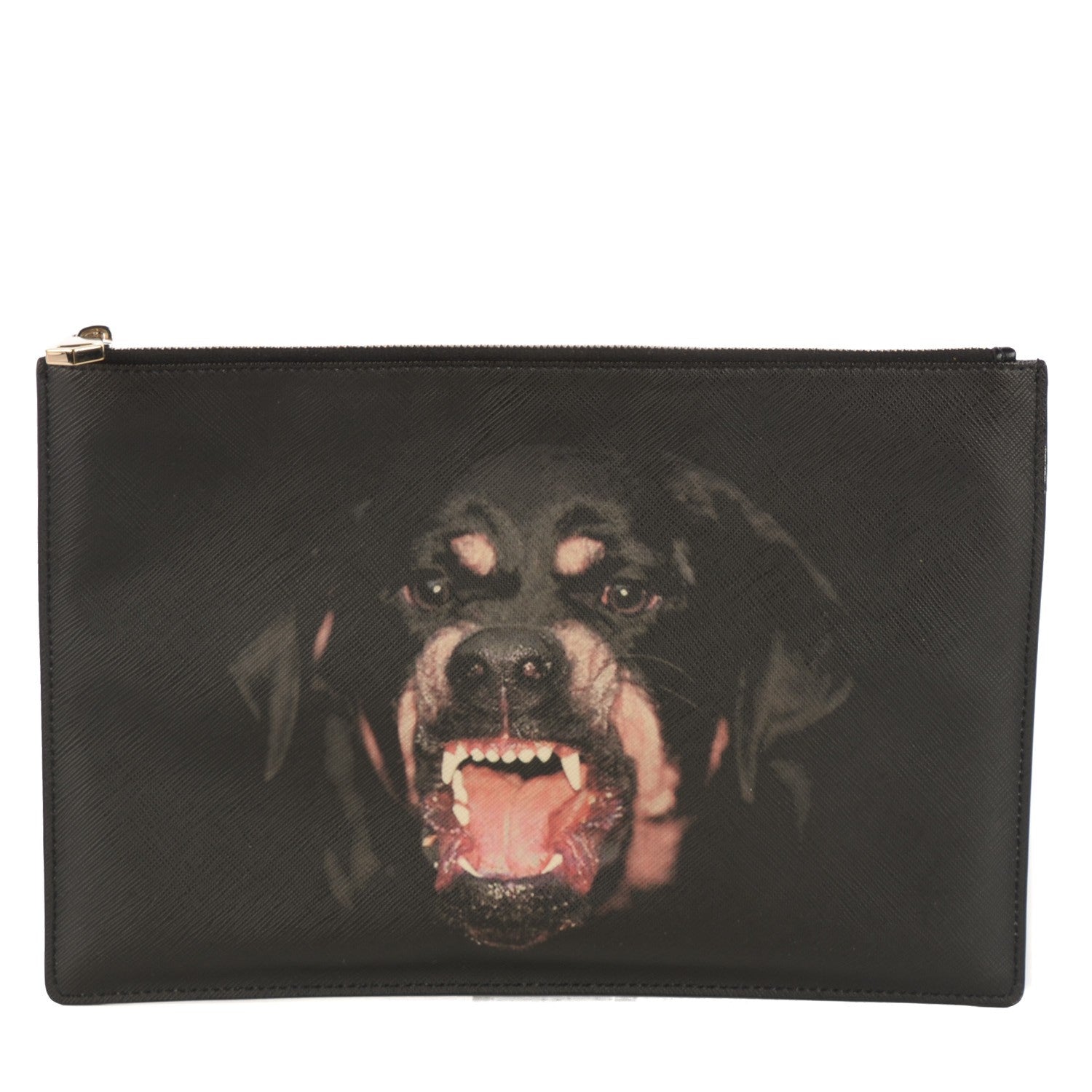 Givenchy Texutured Coated Canvas Rottweiler Print Medium Cosmetic Pouch Black 1 of 8
