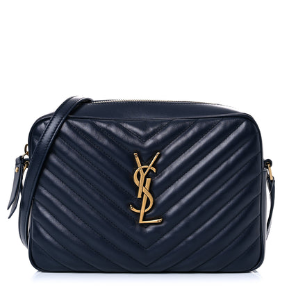 Saint Laurent Calfskin Matelasse Monogram Lou Camera Bag Navy 1 of 12