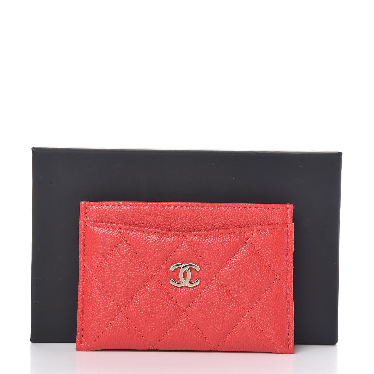 Chanel Iridescent Caviar Quilted Card Holder Red 9 of 9
