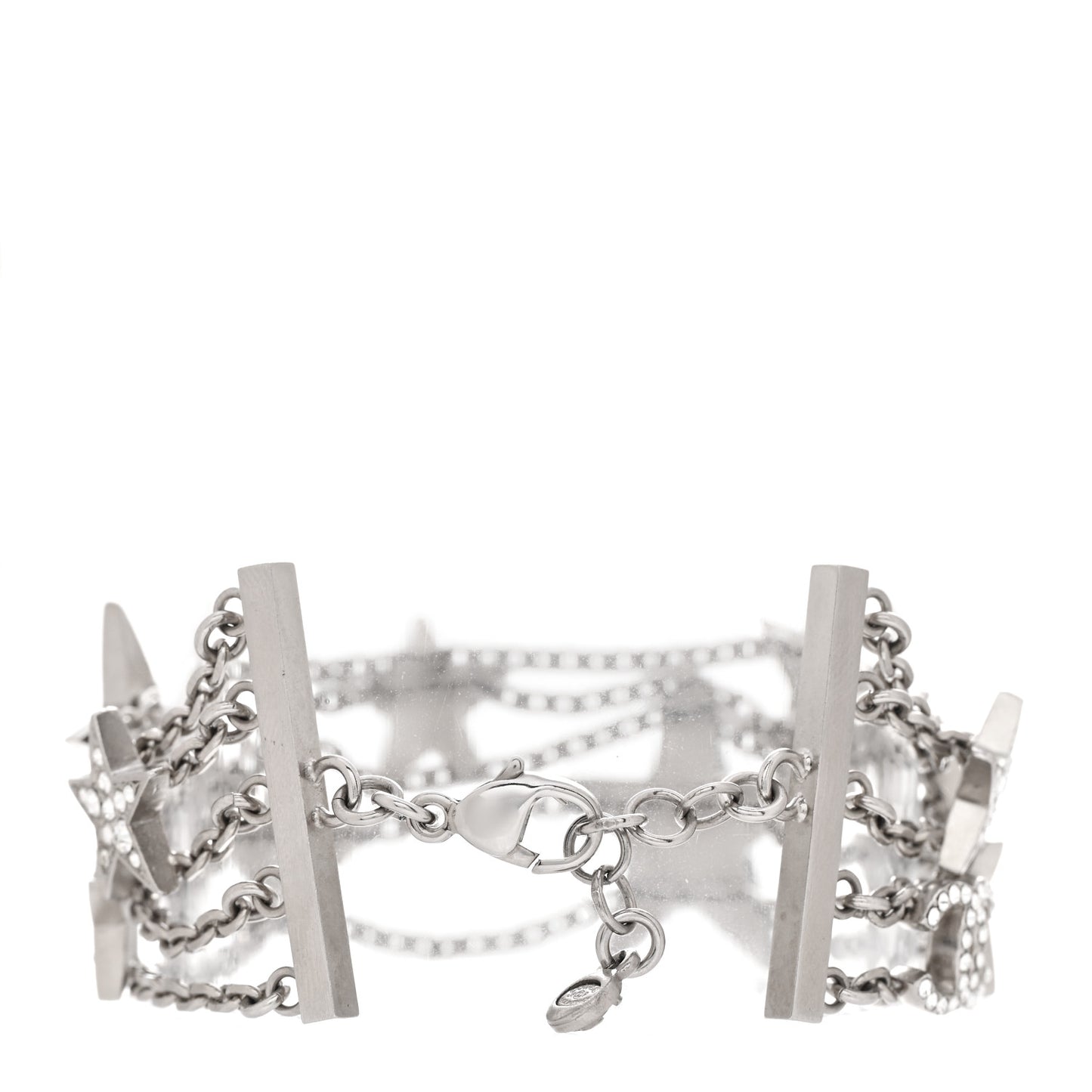 Crystal Star CC Multi Strand Bracelet Silver