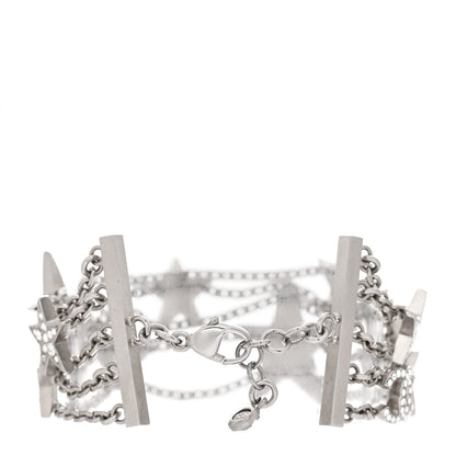 Chanel Crystal Star CC Multi Strand Bracelet Silver 3 of 4