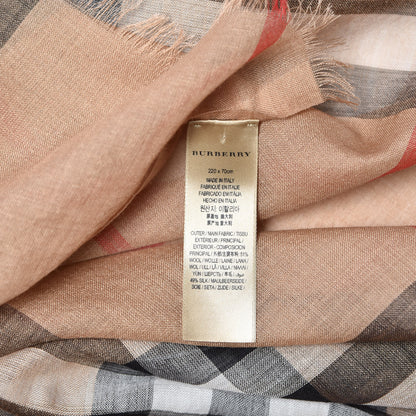 Burberry Wool Silk House Check Lightweight Scarf Camel 4 of 5
