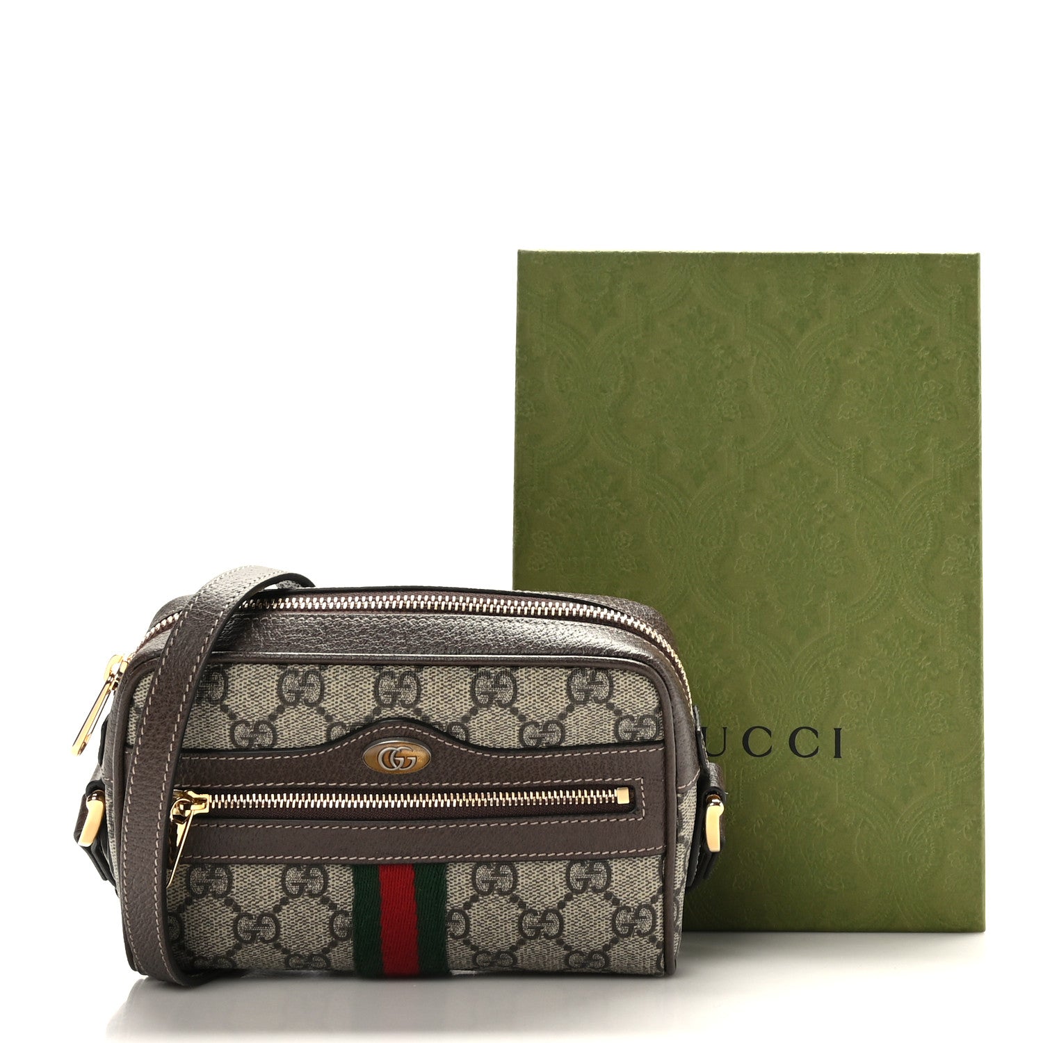 Gucci GG Supreme Monogram Web Mini Ophidia Shoulder Bag Brown 9 of 9