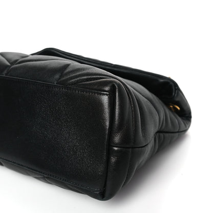 Saint Laurent Lambskin Quilted Small Loulou Puffer Monogram Chain Satchel Black 9 of 9