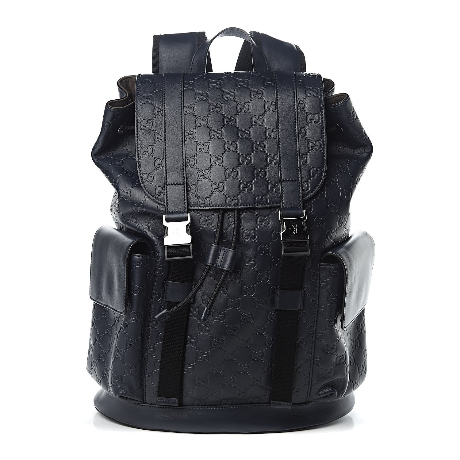 Gucci Guccissima Signature Double Buckle Backpack Blue 1 of 10