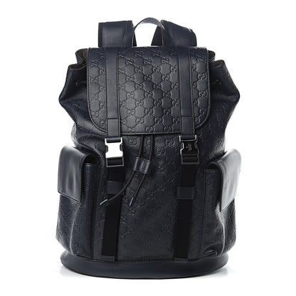 Gucci Guccissima Signature Double Buckle Backpack Blue 1 of 10