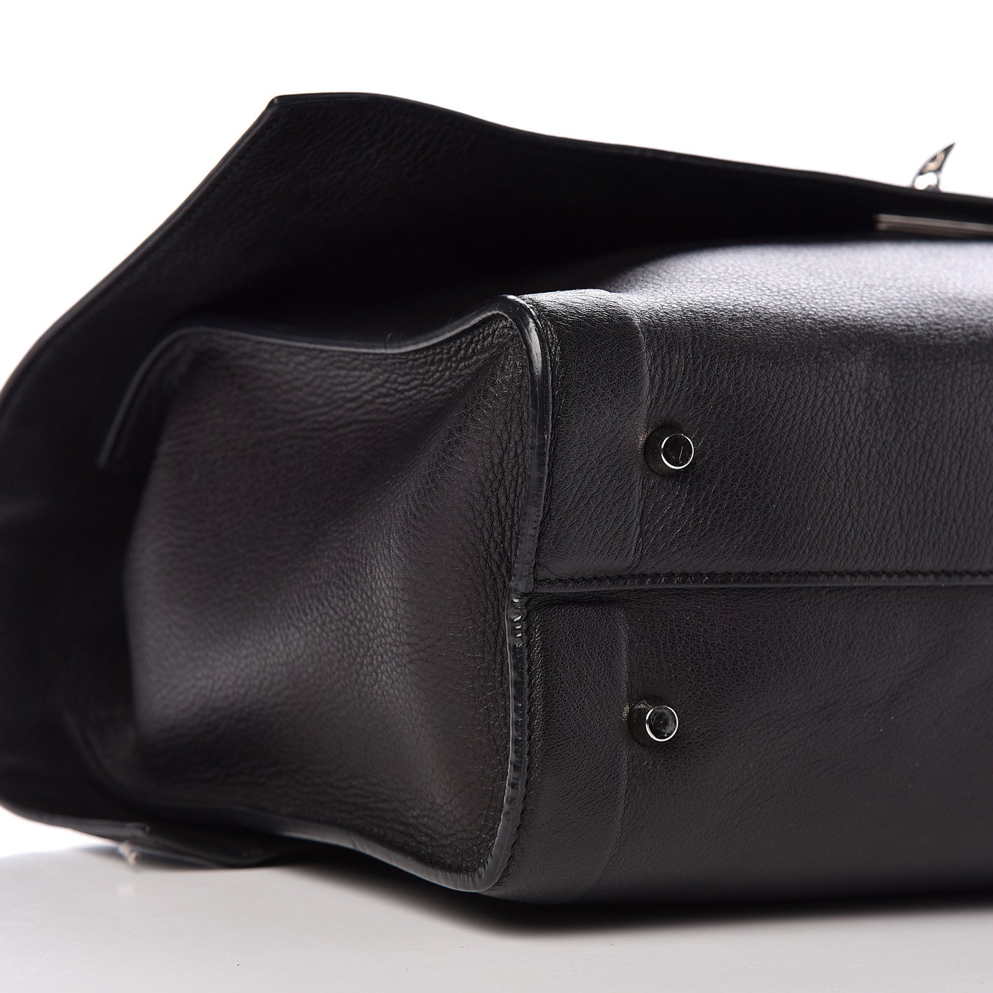 Grained Calfskin Medium Shark Lock Satchel Black