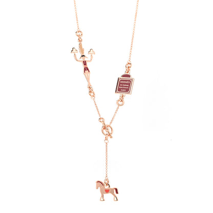 Hermes Metal Enamel Cheval Grand Parade Necklace Rose Gold 1 of 7