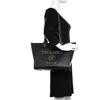Chanel Caviar Small Studded Deauville Tote Black 2 of 9