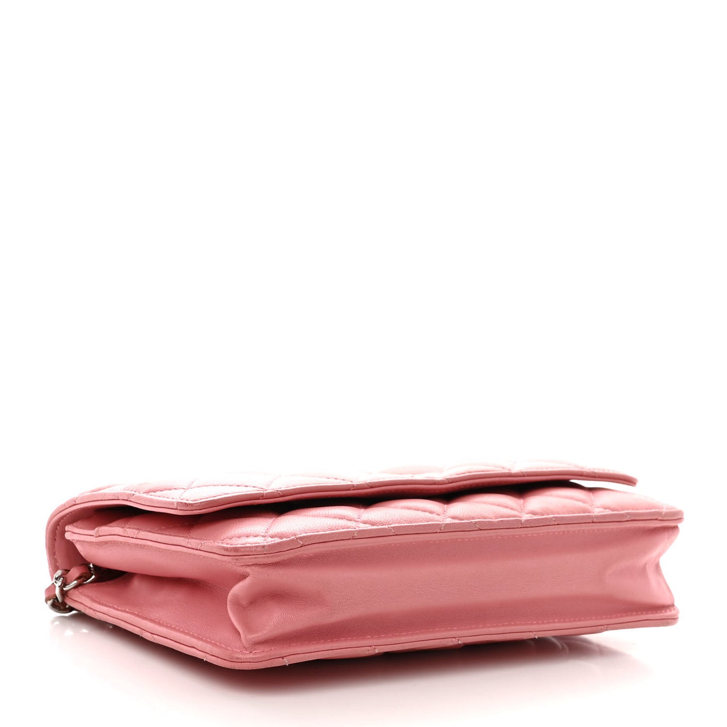 Lambskin Quilted Wallet On Chain WOC Pink