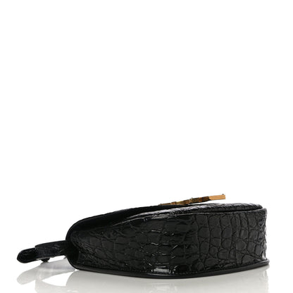 Saint Laurent Crocodile Embossed Calfskin Small Kaia Satchel Black 4 of 11