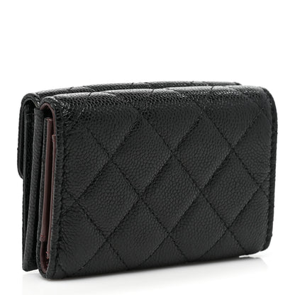 Chanel Caviar Quilted Tri-Fold Flap Wallet Black 2 of 8