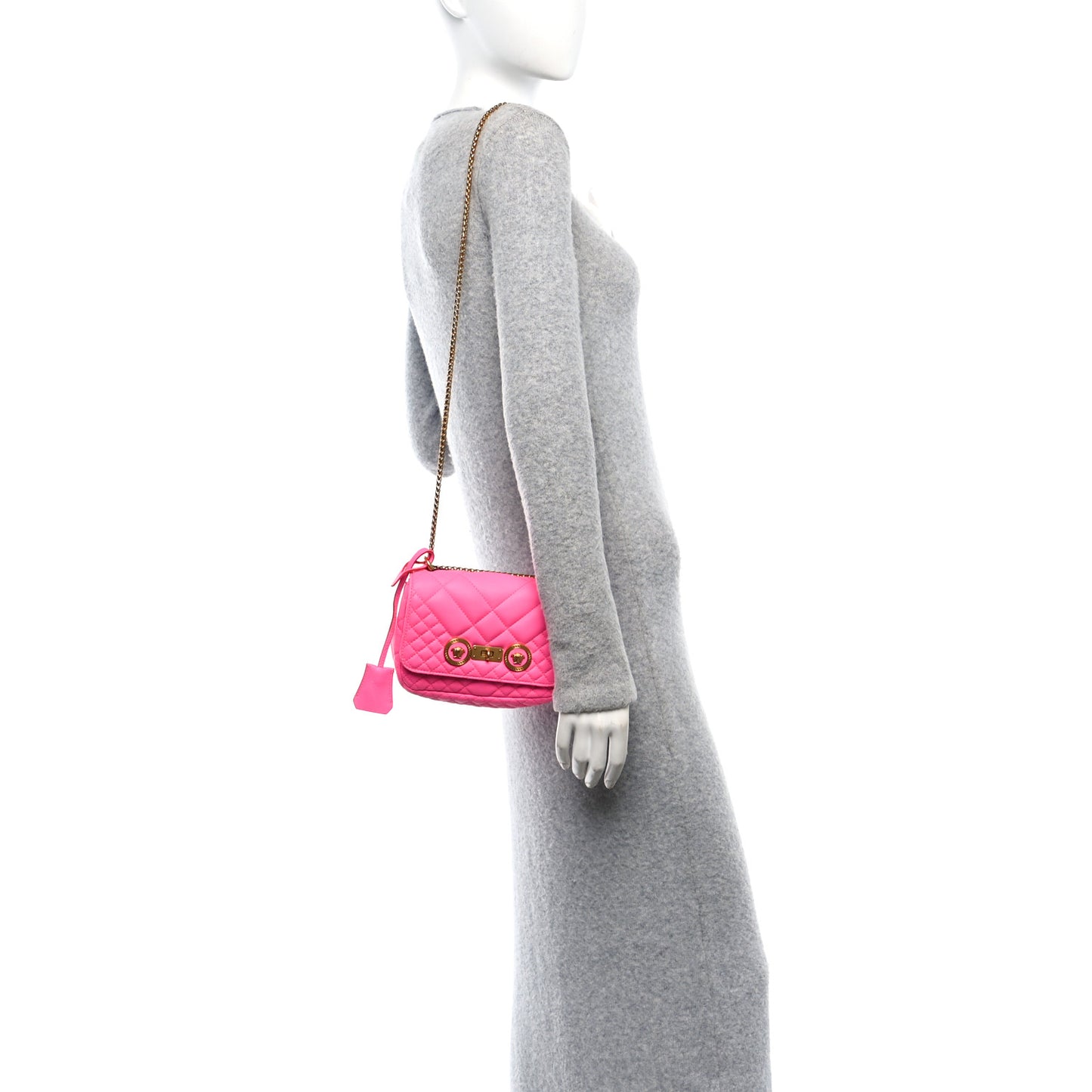 Nappa Quilted Icon Shoulder Bag Pink