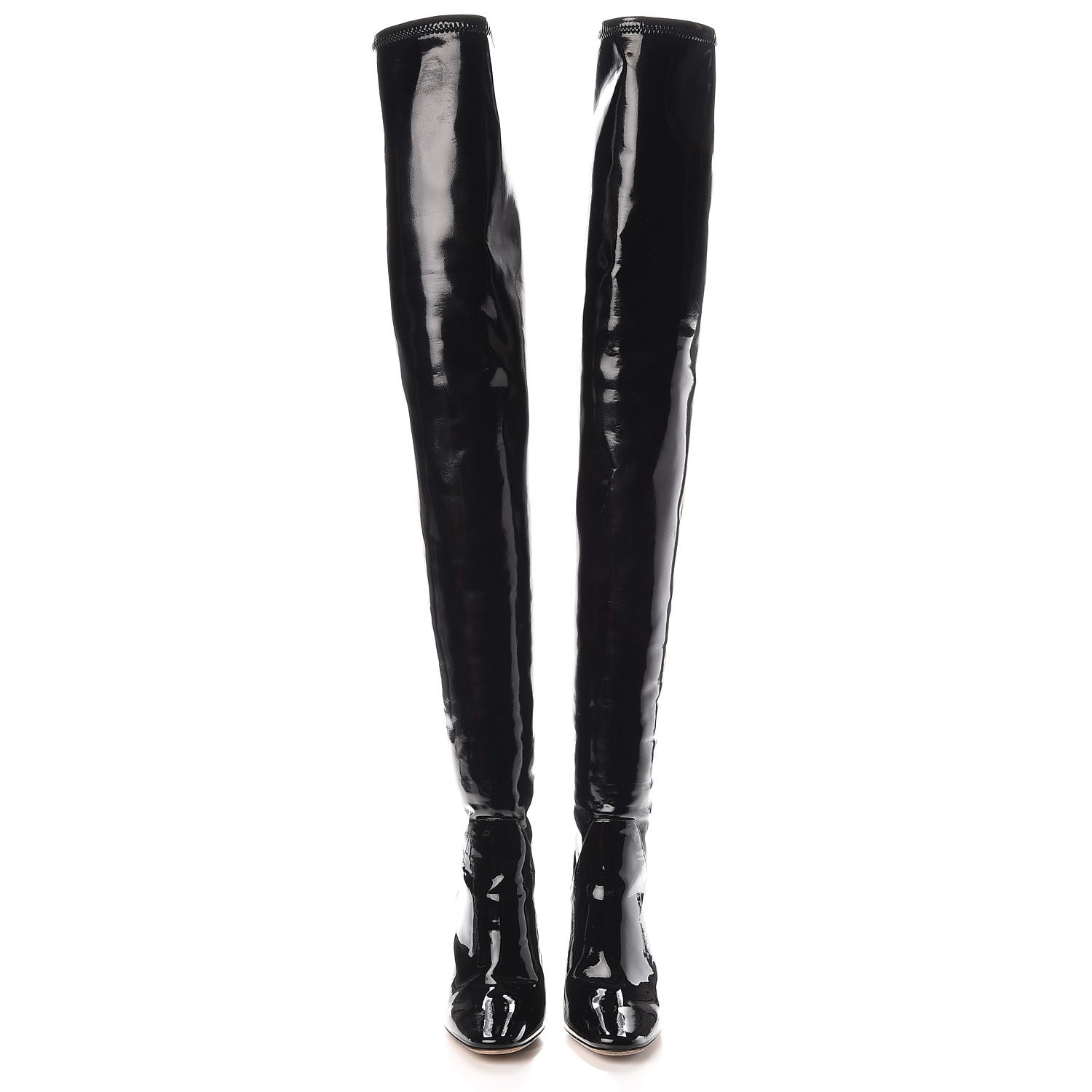 Christian Dior Patent Crystal Over The Knee Boots 35 Black 2 of 11