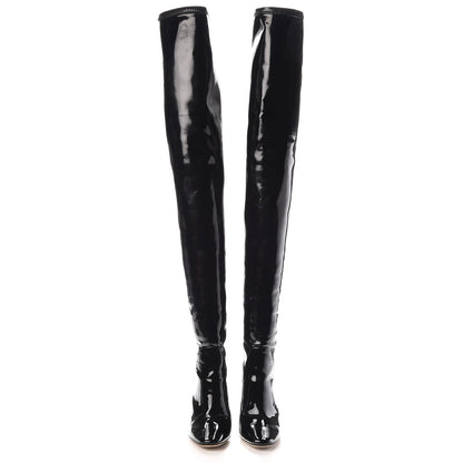 Christian Dior Patent Crystal Over The Knee Boots 35 Black 2 of 11