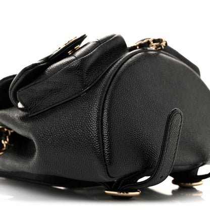 Chanel Shiny Caviar Quilted Small Duma Pockets Drawstring Backpack Black 9 of 10
