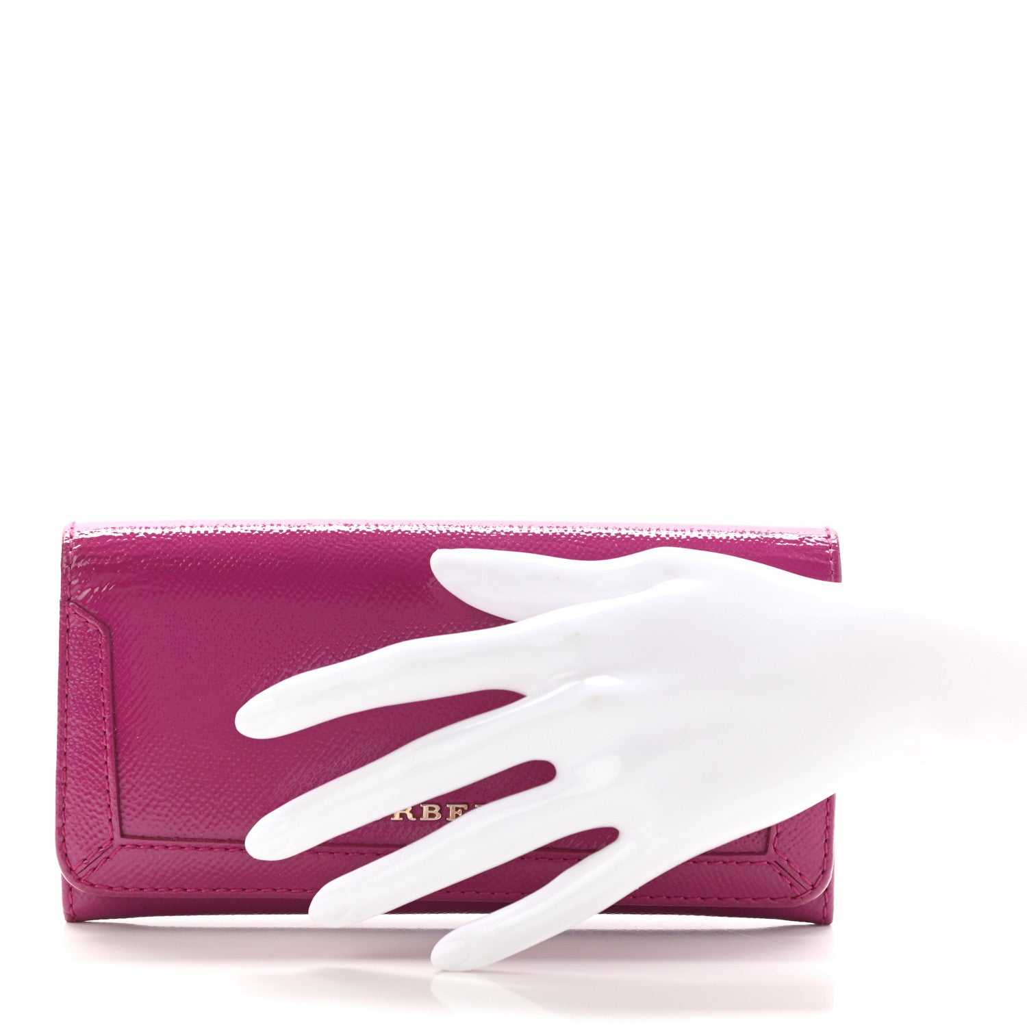 Burberry Patent Heritage Grain Penrose Continental Wallet Pink 2 of 11