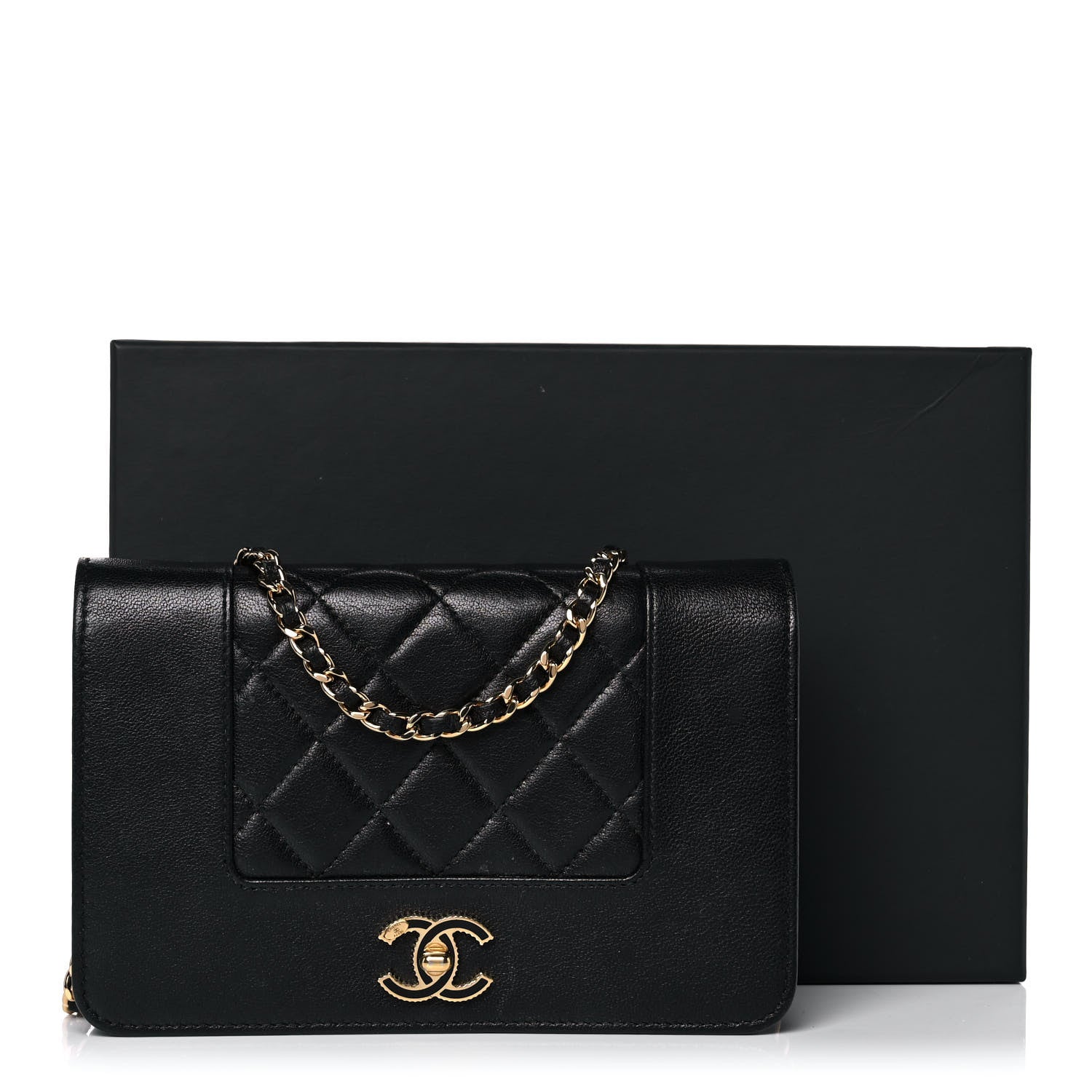 Chanel Sheepskin Quilted Mini Vintage Mademoiselle Wallet On Chain WOC Black 12 of 12