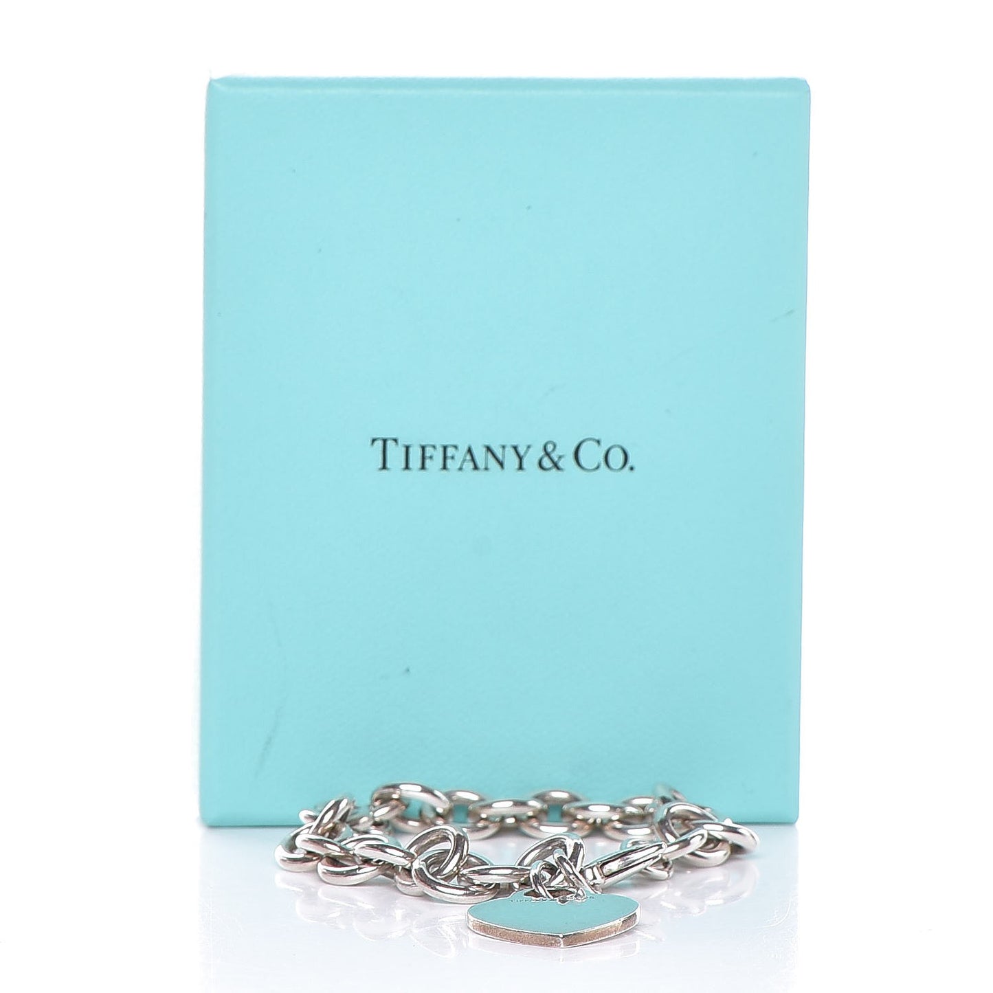 Sterling Silver Heart Tag Charm Bracelet