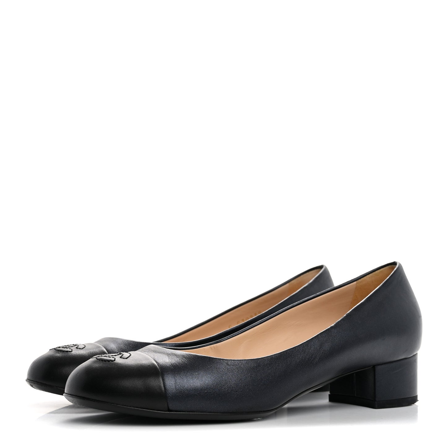 Lambskin Cap Toe CC Pumps 39 Navy Black